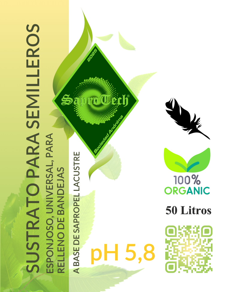 Saco de SAPROSUBSTRATE 50 Litros - Sustrato orgánico para semilleros a base de sapropel lacustre, pH 5.8